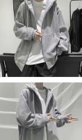 Sudadera con capucha deportiva para hombre, sudadera holgada de forro polar de color sólido - details 3