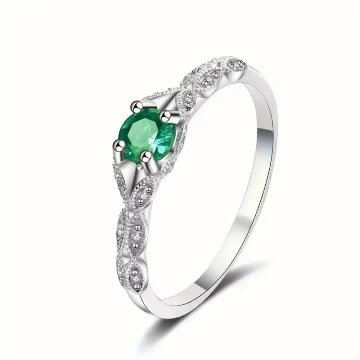 Anillo de plata ligero de lujo con circonita amatista para mujer, anillo con temperamento de gema de moda simple europea y americana - 1