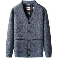 Otoño Invierno Casual cuello en V mantener caliente Tops al aire libre suelto versátil tejido polar abrigo nuevo sólido moda Cardigans suéter hombre - details 5