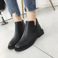 Botas de cuero pequeñas para mujer de estilo británico Nuevas botas cortas con tacón grueso y suelo plano - details 6