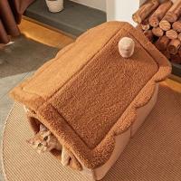 Adorable casa plegable para mascotas, casa suave lavable para gatos, perrera extraíble marrón para cachorros, mascotas pequeñas y medianas - details 0