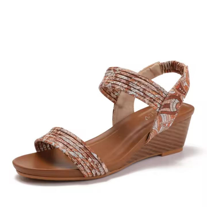 Sandalias de cuña para mujer, verano 2025, nuevo estilo, estilo bohemio, para vacaciones en la playa, retro, tejidas, cómodas, romanas. - 1