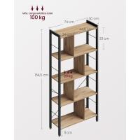 Estantería de Almacenamiento de 5 Niveles, Organizador de Oficina de Estudio, con Compartimentos, para Salón, Estilo Industrial, Marrón Rústico y Negro - details 18