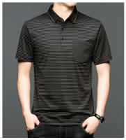 Polo polo camisa de moda traje de papá a rayas versátil verano manga corta top de hombre - details 4