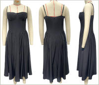 Vestido de mujer sin mangas y hombros, diseño elegante, vestido de corte - details 3
