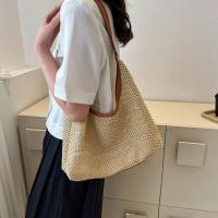 Bolso de paja tejido hecho a mano Simple, bolso de mano de estilo bohemio, bolso de rafia, bolsos de playa de gran capacidad para verano - details 13