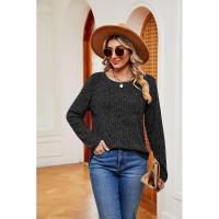 Jersey de manga larga para mujer, camiseta holgada con cuello redondo, tops de Color sólido, otoño e invierno, nuevo - details 22
