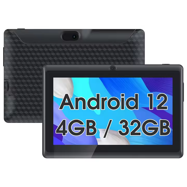 Tablet Tabletas Android 12 de 7 pulgadas, 4 GB de RAM 32 GB de ROM, Tablet PC con procesador de cuatro núcleos, WiFi, Bluetooth, batería de 3000 mAh, pantalla táctil IPS HD de 1024 x 600, cámara dual de 2 MP + 5 MP - 1