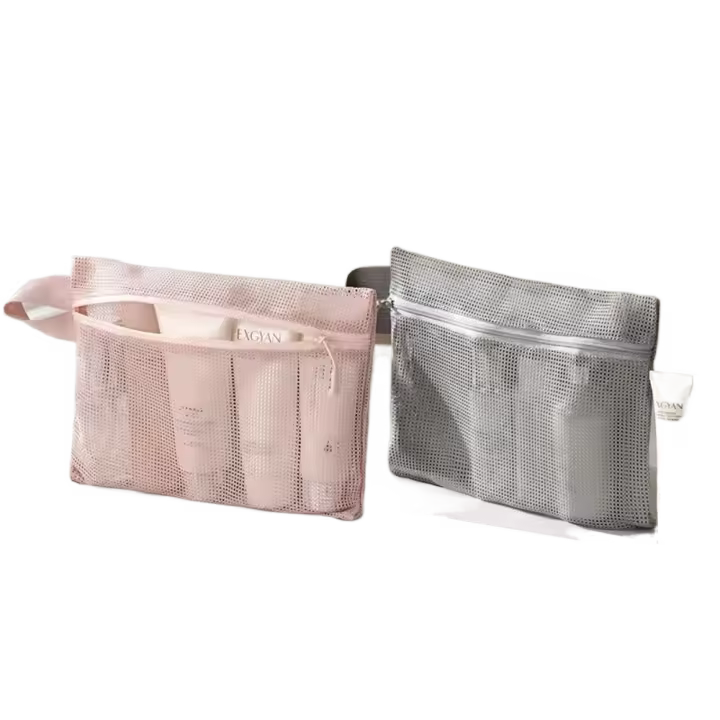 Bolsa de lavado de maquillaje de malla Simple, bolsa de artículos de tocador hueca impermeable, bolsa de almacenamiento ligera de secado rápido, viaje - 1