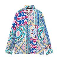 BUNO-Camisa de manga larga con estampado de textura de seda suelta para mujer, camisa versátil con tapa, temperamento, primavera, novedad de 2025 - details 0