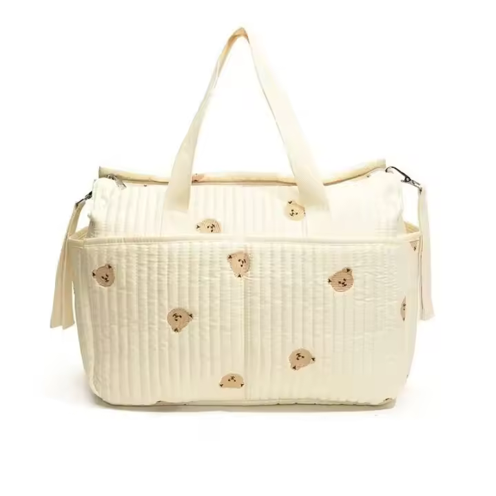 Nuevo bolso de mano para madre y bebé con oso bordado de alta capacidad, bolsa para cochecito portátil - 1