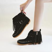 Botines de mujer con flecos planos, lujosas zapatillas góticas con hebilla de cinturón, diseño elegante, talla grande 43 - details 1