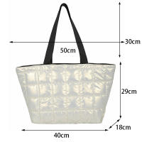 Bolso de mano de algodón con almohadilla espacial para mujer, bolsa de viaje de hombro acolchada, de gran capacidad, impermeable, a la moda, Invierno - details 43
