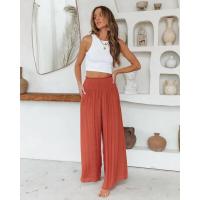 BUNO-Pantalones informales versátiles minimalistas para mujer, pantalones elásticos empalmados de cintura alta con bolsillos y pliegues, holgados, de color liso, a la moda, verano 2024 - details 10