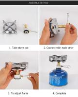Mini estufa de gas ligera para acampar con bolsa de transporte, quemador portátil de alta potencia para senderismo y picnic - details 4