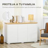 Taburete de Almacenamiento de Armario de Sala con 3 Puertas Estante Ajustable para Cocina Blanco - details 6