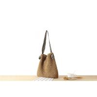 Bolsa de playa estilo marino versátil con cuerda de papel, asa trenzada, correa de hombro anudada, nicho de vacaciones, bolsa trenzada. - details 1