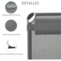 Plegable de Aluminio con Ajustable en 4 Posiciones Reposacabezas Extraíble y Respaldo Transpirable para Jardín Terraza Camping Exterior 170x60x76 cm Gris - details 5
