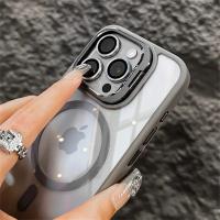 Funda magnética de lujo con soporte de anillo de Metal a prueba de golpes para MagSafe iPhone 15 14 13 12 Pro Max Protector de lente de vidrio cubierta transparente - details 5
