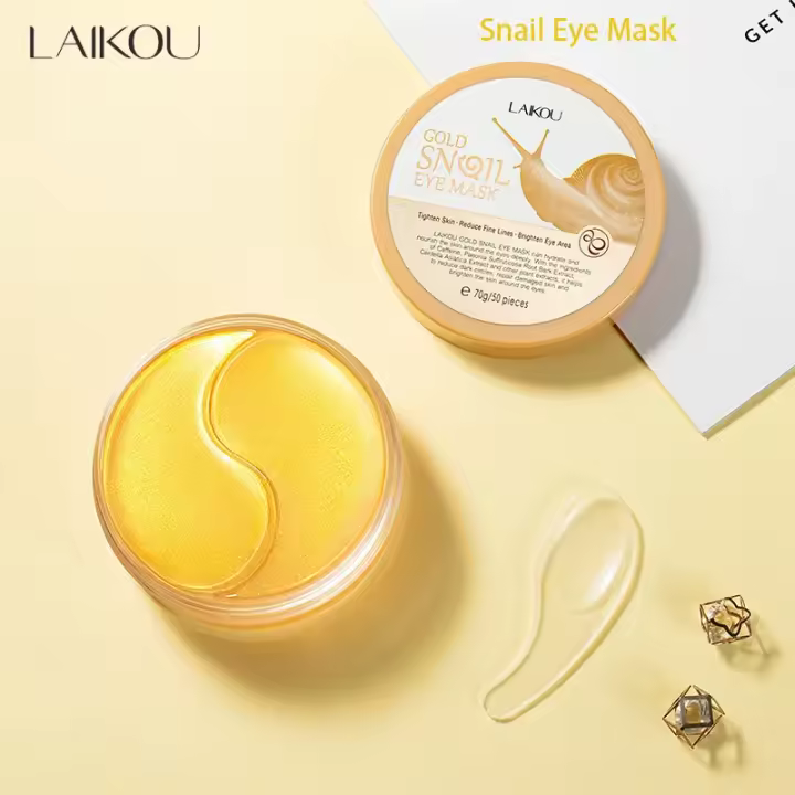 LAIKOU-mascarilla para ojos de caracol, hidratante, antihinchazón, ojeras, reafirmante, reductor de líneas finas, parches de mascarilla para ojos brillantes - 1