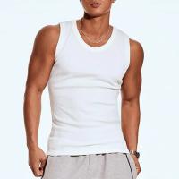 Chaleco para hombre de tela acanalada con cuello redondo, camisetas sin mangas ajustadas de color sólido, chaleco transpirable, ropa deportiva de calle para Fitness - details 3