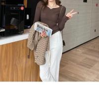 Suéter de Manga Larga de Punto Cálido para Mujeres Jersey Casual con Cuello en V - details 24