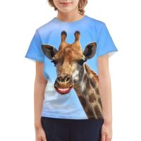 Camiseta juvenil estampada con cuello redondo y manga corta para niños de verano con geometría 3D por sublimación - details 4