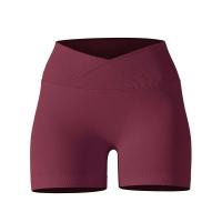 Crossover mujeres deporte gimnasio entrenamiento correr cintura alta Yoga Push Up cadera sin costuras Fiess Shorts - details 57