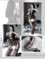 Lencería Sexy para mujer, medias de cuerpo completo, ropa de malla exótica, mono transparente, juguetes de peluche con entrepierna abierta, TRE para mujer y - details 22
