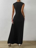 Vestido cruzado de talla grande para mujer, vestido de cuello redondo, cintura, viaje, ocio, moda, Europa y América, 2024 - details 1