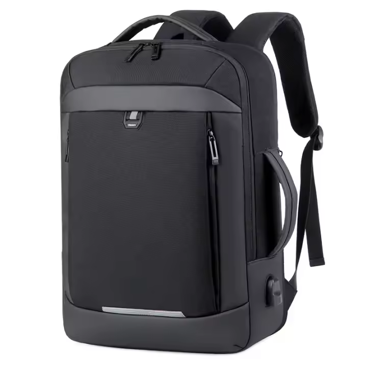 Mochila para ordenador portátil expandible para hombre, bolsa impermeable negra para Notebook, 16 pulgadas, 17 pulgadas, mochila de trabajo multifunción para negocios - 1