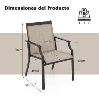Jardin Exterior Textilene, Sillas Terraza Exterior Asiento Transpirable, Estructura De Metal, Respaldo Alto, 66 x 61 x 90 cm (2, café) - details 4