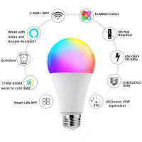 Bombilla inteligente con WiFi, luz LED regulable con Control de voz, lámpara RGB, compatible con Alexa y Google Home, 9W - details 0