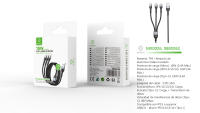 Cable de datos de carga rápida 3 en 1, 3.4A, 18W, 1M, Micro USB TO TYEP C+ Micro B+Lightning, Cable negro trenzado de poliéster de 48 hilos para iPhone, Xiaomi, Samsung - details 1