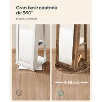 Espejo Completo Inpendiente Giro de 360° Estante y Llave Dormitorio Regalo Blanco Vetas Gris Claro - details 15