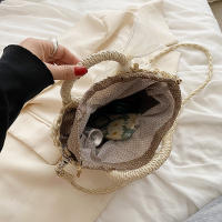 Bandolera tejida de paja para mujer, hecho a mano Bolso pequeño, bolso bohemio de playa de ratán, Verano - details 13