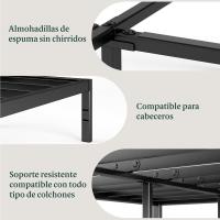 150x190 cm - Altura 36 cm con almacenamiento debajo de la cama - Estructura de cama de plataforma de metal con soporte de listones de acero - Negro - details 6