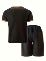 Conjunto Casual de Verano para Hombres Camiseta de Manga Corta con Patrón de Abyes y Pantalones Cortos con Cordón Light Brown y Blanco Perfecto Regalo para Él - details 5