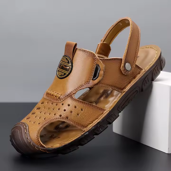 Sandalias de Hombre de Cuero de Vaca Zapatos de Playa Antideslizantes para el Verano - 1