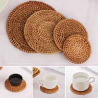 Posavasos de mimbre para mesa de cocina, tapetes acolchados para cuencos, almohadilla aislante, manteles individuales redondos hechos a mano - details 2