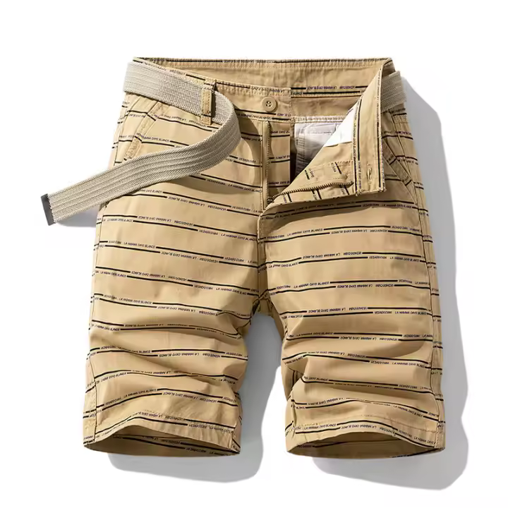 Pantalones de Trabajo de Verano de Algodón Puro de Media Lengua Estilo Recto y Versátil con Estampado de Tres Piedras - 1