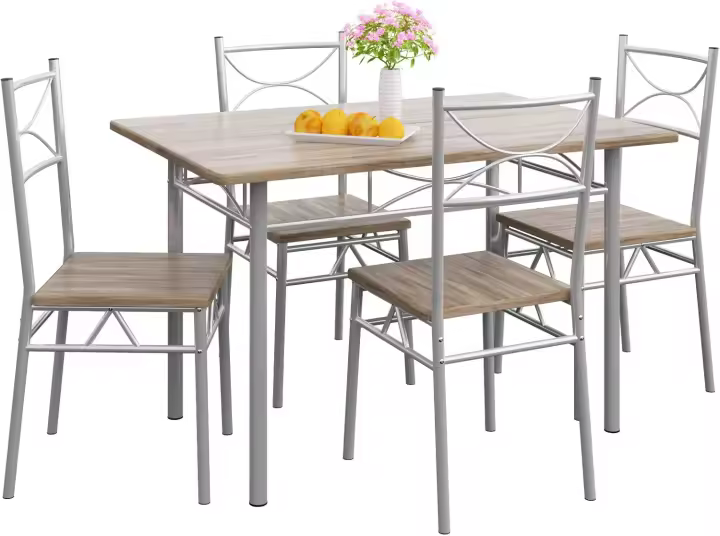 Conjunto Mesa y 4 sillas Paul Muebles de Cocina Comedor Negro Mesa MDF Resistente 110x70cm - 1