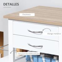 Carrito de cocina multifuncional con cajones, cestas, estantes para especias, toallero y ruedas, 92x37x82 cm, blanco - details 1