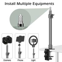 Abrazadera de trípode C, soporte de luz de montaje en escritorio con cabezal de bola de 1/4 pulgadas, accesorio de mesa, soporte de mesa de cámara ajustable, 2 uds. - details 3
