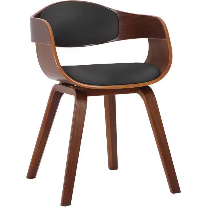 Visita Kingston En Símil Cuero I Silla De Madera con Respaldo Semi-Curvado I Butaca De Salón En Estilo Escandinavo, Color:Natural/Crema - 1