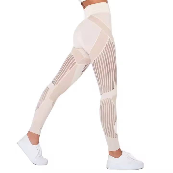 Mujeres cómodas de malla de cintura alta, pantalones sin costuras para yoga, gimnasio, entrenamiento - 1