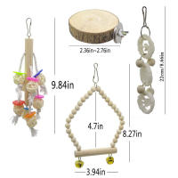 Juguetes para Pájaros de Madera 8 piezas Protección Ambiental para Pájaros Pequeños Accesorios de Jaula Campanillas de Mascotas Juguetes para Masticar y Huesos Adecuado para Todas las Raças de Pájaros - details 1
