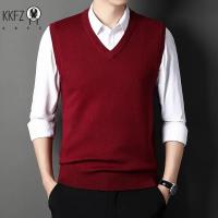 Chaleco tejido con cuello en V para hombre, suéter cálido informal a la moda, Top versátil, Color sólido, novedad de Otoño Invierno 2024 - details 6