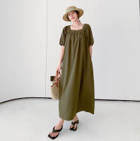 Vestido largo informal elegante para verano, novedad de 2024, vestido largo holgado de talla grande, holgado, adelgazante, de manga corta, falda acampanada a la moda - details 3