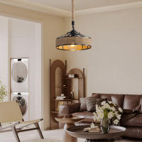 Lámpara Colgante Metal  de Estilo Rústico con 80CM Cuerda de Cáñamo, Iluminación Interior Retra para Sala de estar, Dormitorio, Comedor, Cafetería, E27 Sin Bombilla - details 6